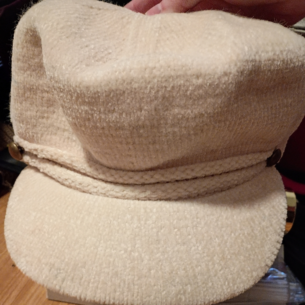 Adora Cream Boucle Newsboy Cap Baker Boy Hat